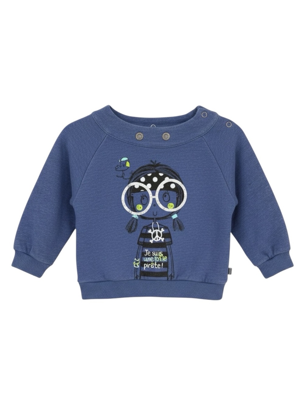 Souris Mini Girls 24M Navy Graphic Sweatshirt ‘Je Suis Une Jolie Pirate
